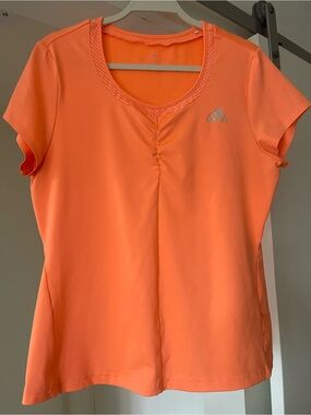 adidas Women’s Short-Sleeve Tennis Tee in Coral Orange